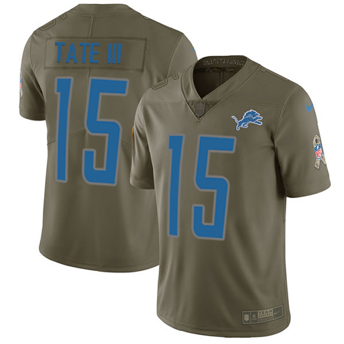 Nike Lions #15 Golden Tate III Olive Men's Stitched NFL Limited Salute to Service Jersey - Click Image to Close